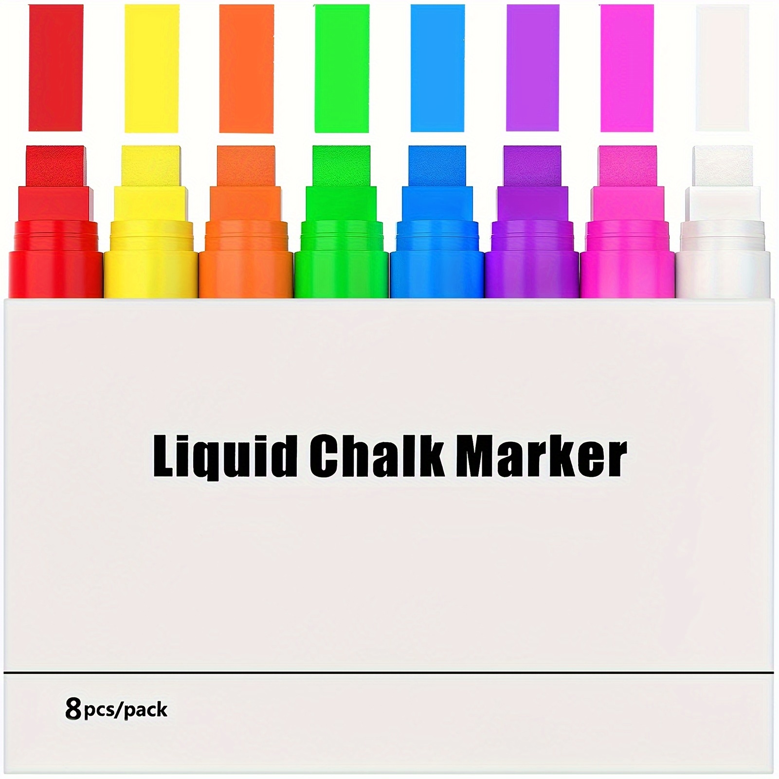 Window Chalk Markers for Cars Washable: 8 Colors Jumbo Liquid Chalk Marker  with 10mm Thick Tips, Big Chalkboard Markers, Car Window Paint Markers Pen