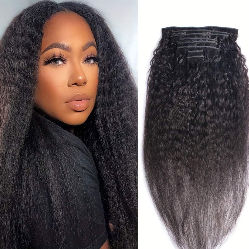 Yaki Straight Clip Ins Human Hair Free Returns Within 90 Days Temu