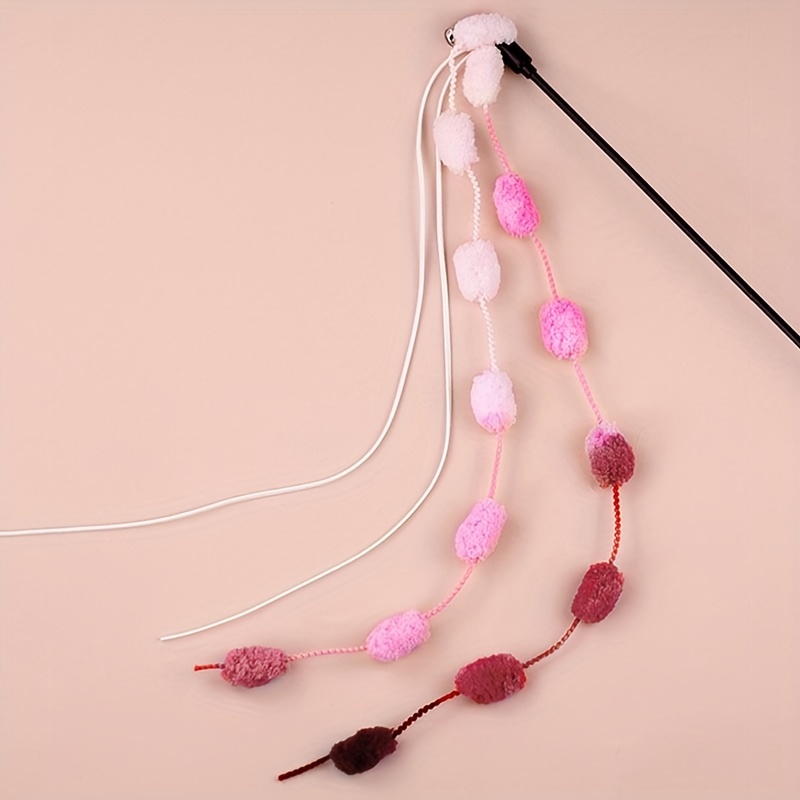 cat teaser stick with plush balls and bell interaction and scratching of indoor cats kitty Product details 3