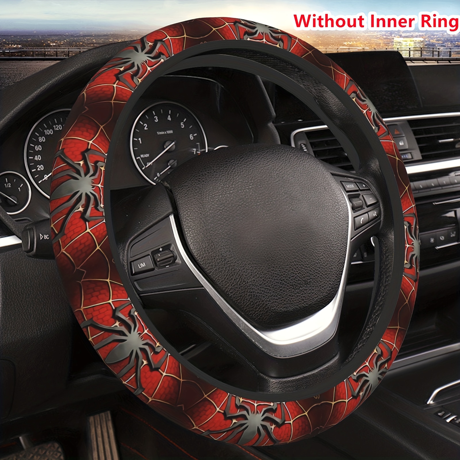 Halloween Spider Web Head Steering Wheel Cover, Universal 14.5-15 Inch Car  Wheel Protector, Anti-Slip Car Steering Wheel Accessories For Men And Women