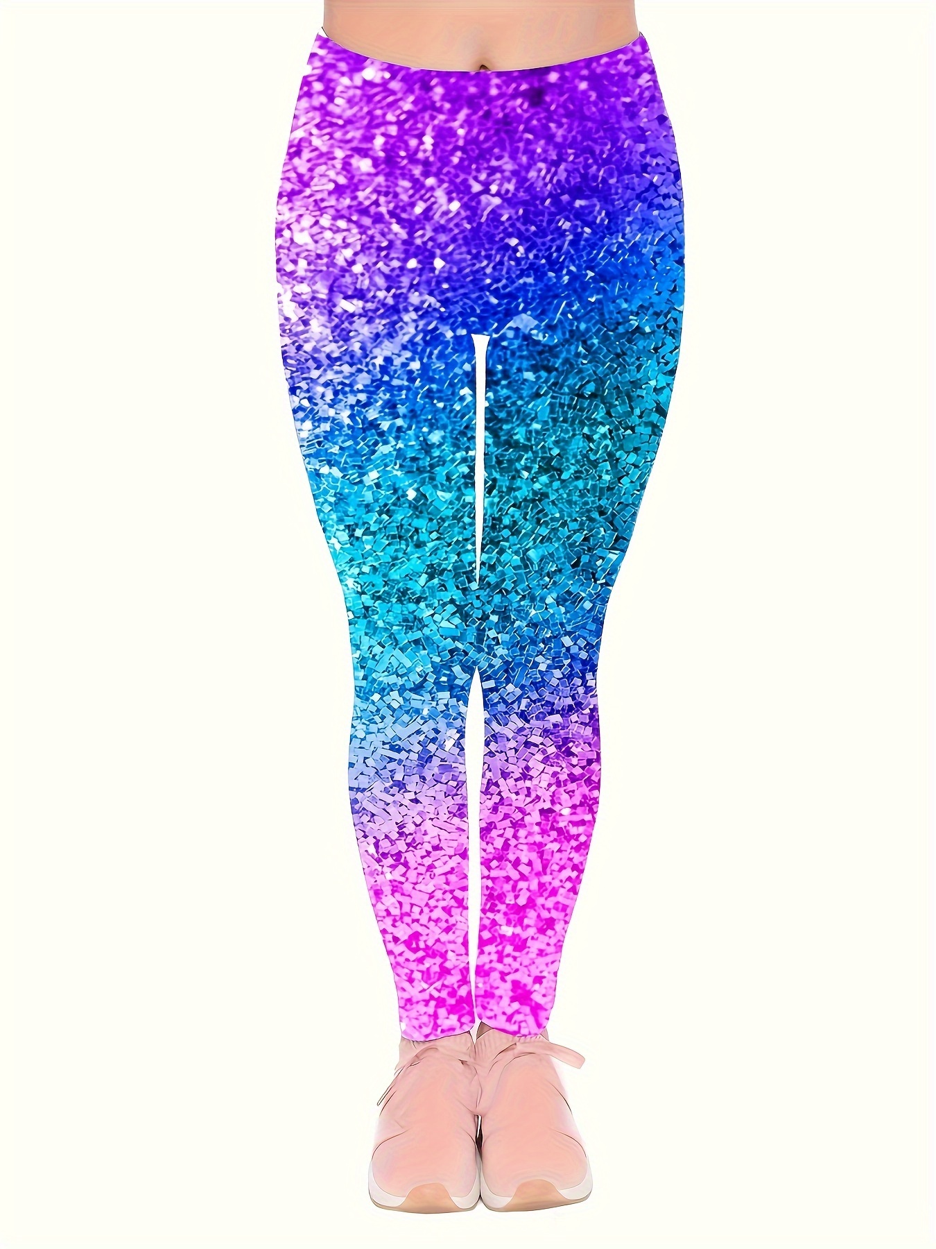 Leggings Glitter Bling Shiny Leg Sequin Women Leggings Workout High Waist  Exercise Fitness Stretch Yoga Pants