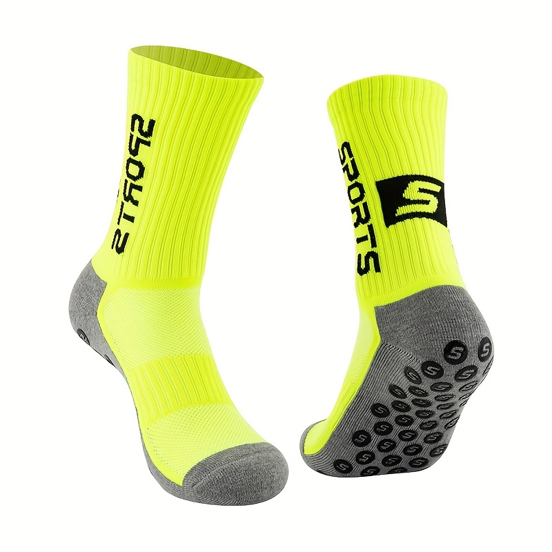 Letter Graphic Soccer Athletic Socks Non slip Towel Sole - Temu