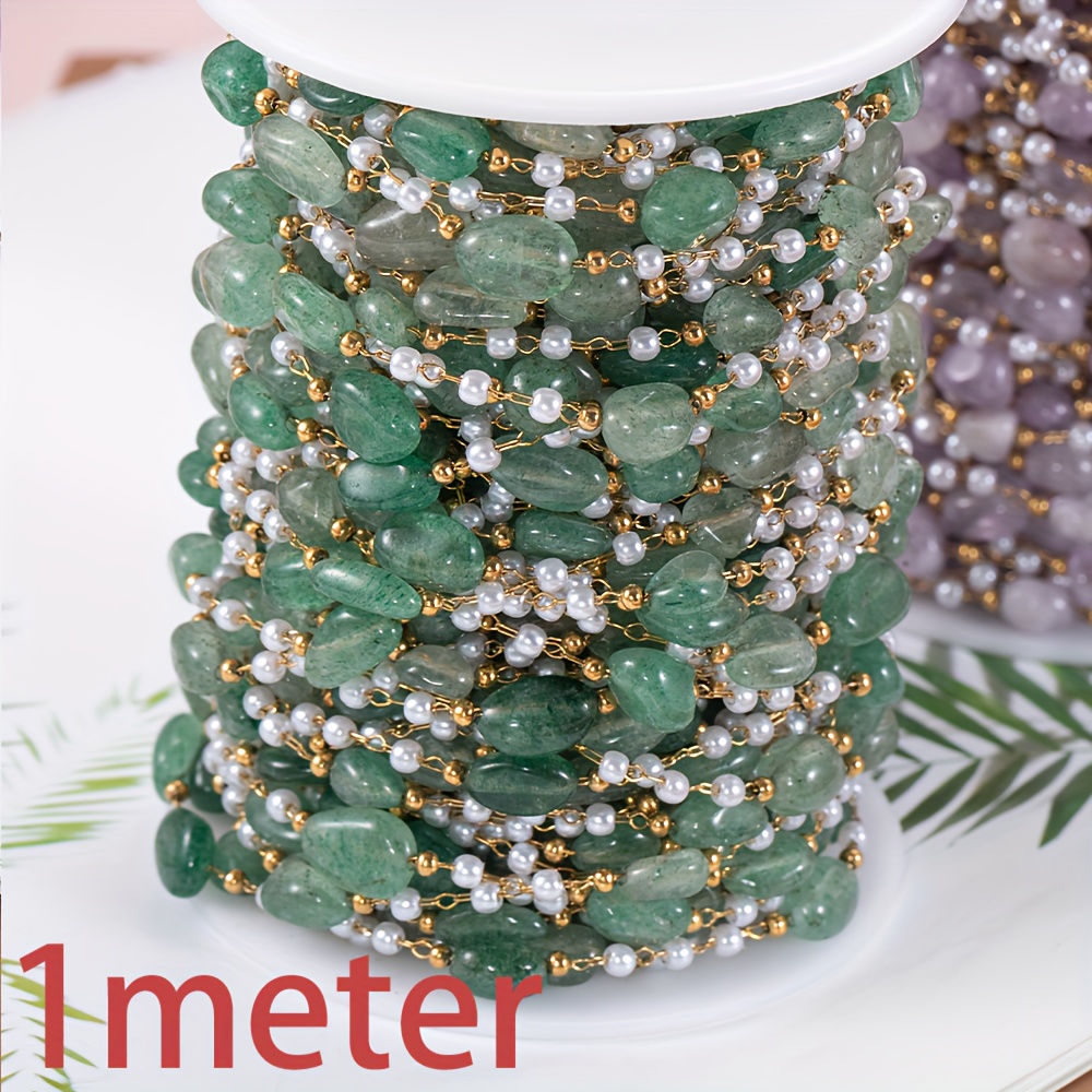 No Fade 1meter Stainless Steel Natural Stone Beaded Chain For Necklace Bracelet Chain Jewelry Making Diy Wholesale