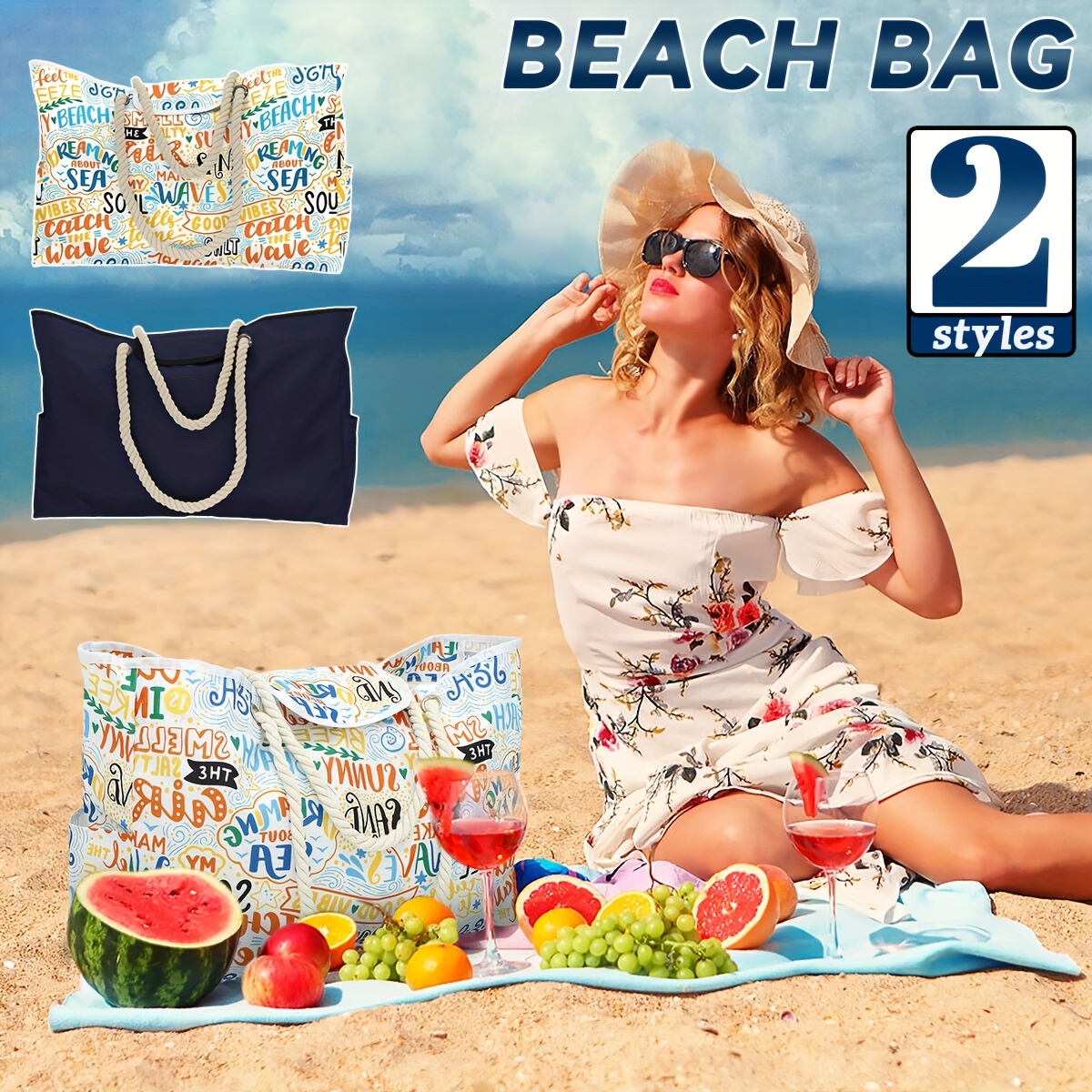 Bolsa de playa para mujeres Bolsa de piscina impermeable bolsa grande de  playa con cremallera Vacaciones de verano
