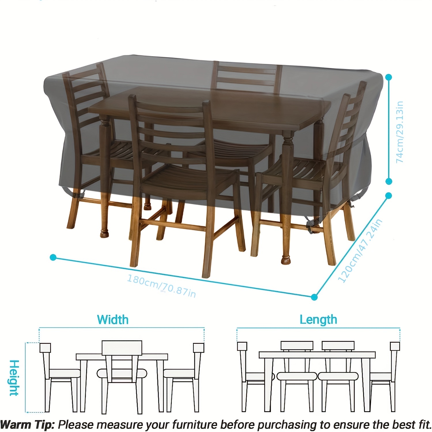 1pc Coperture Mobili Esterno Esterni Rettangolare Impermeabile, Copertura  Tavolo Patio Rettangolare Divano Esterni Tavolo E Copertura Sedia, Acquista , Risparmia