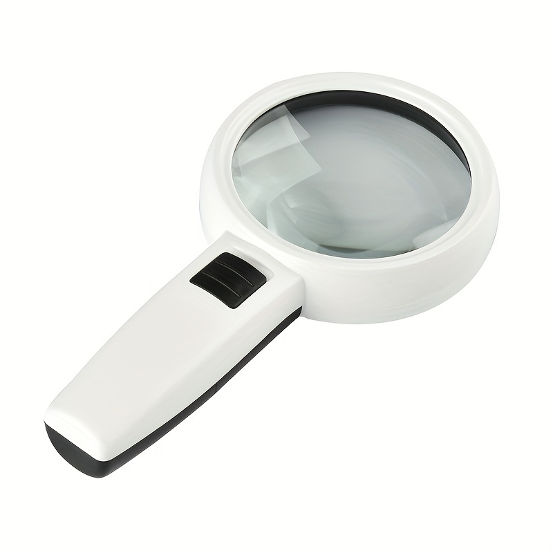 White Magnifying Glass Handheld 45X Magnifier With 3 LED Light For Reading  Magnifying Glass Jewelry Loupe