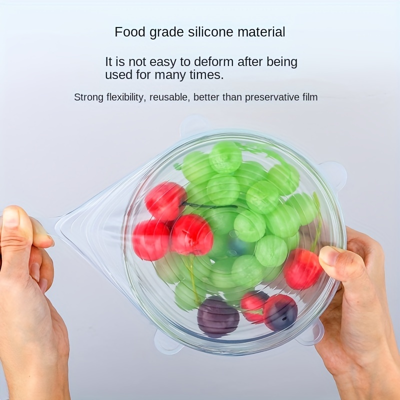 Silicone Flexible Stretch Lids Multiple Containers Keep Food Fresh