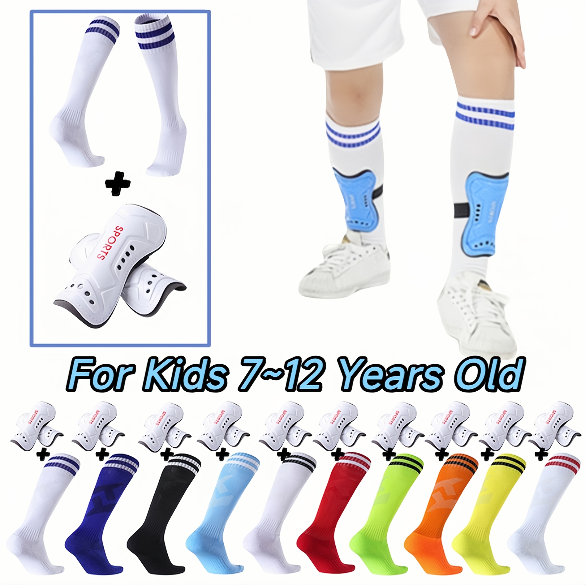 6 pares de calcetines de fútbol hasta la rodilla para niños, calcetines de  uniforme deportivo juvenil, calcetines a rayas para niños de 8 a 12 años