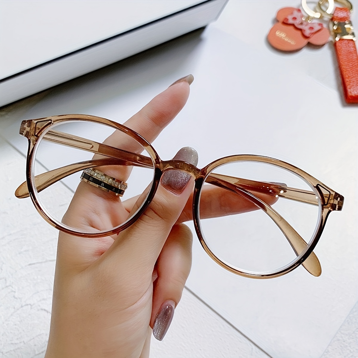 Oval Frame Clear Lens Glasses Retro Fashion Decorative - Temu Canada