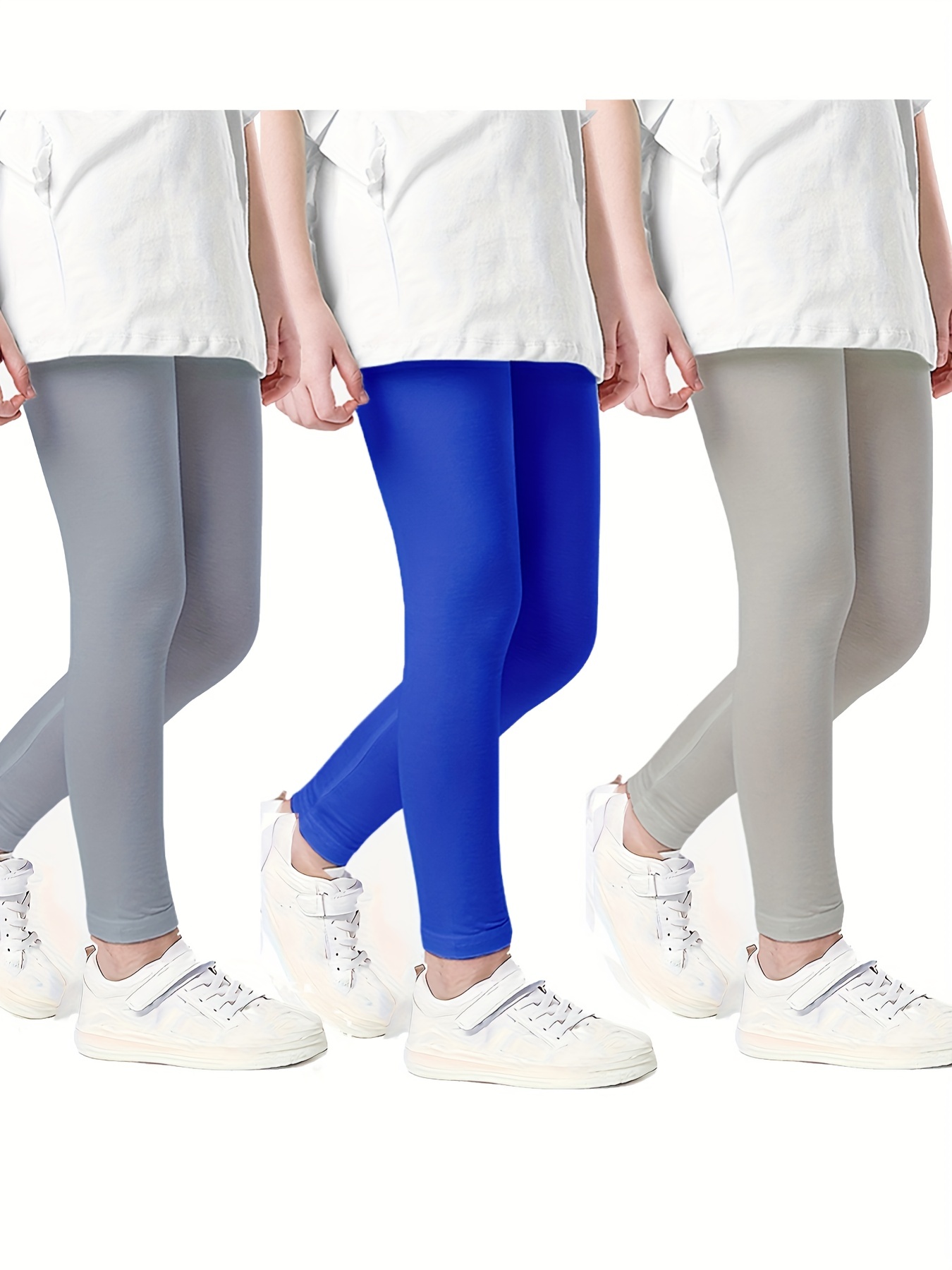 Girls Casual Leggings Plain Color Stretch Comfortable Pants - Temu