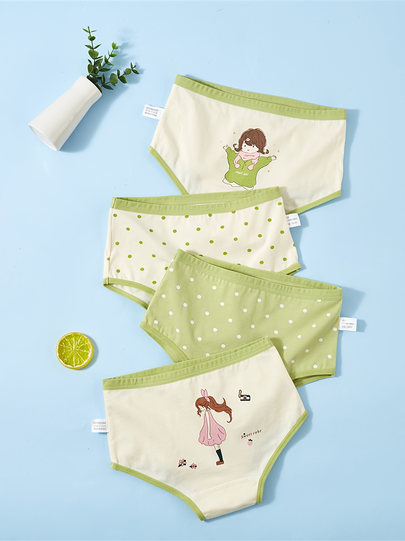 Girl's Cotton Triangle Panties Cute Graphic Elastic Waist - Temu Canada