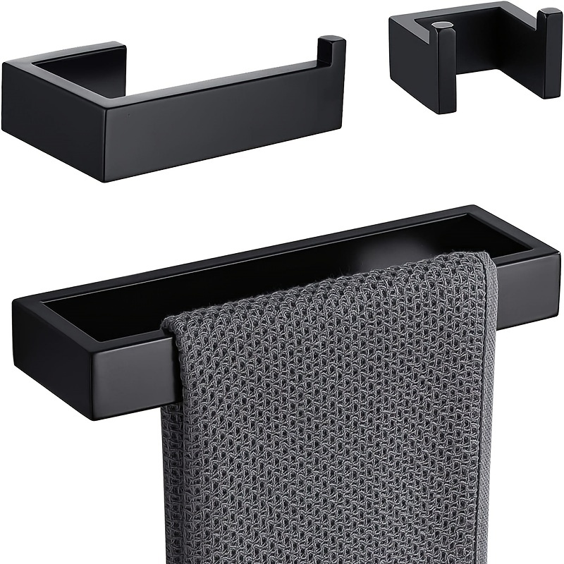 Matte Black Finish Stainless Steel Bathroom Towel Holder - Temu