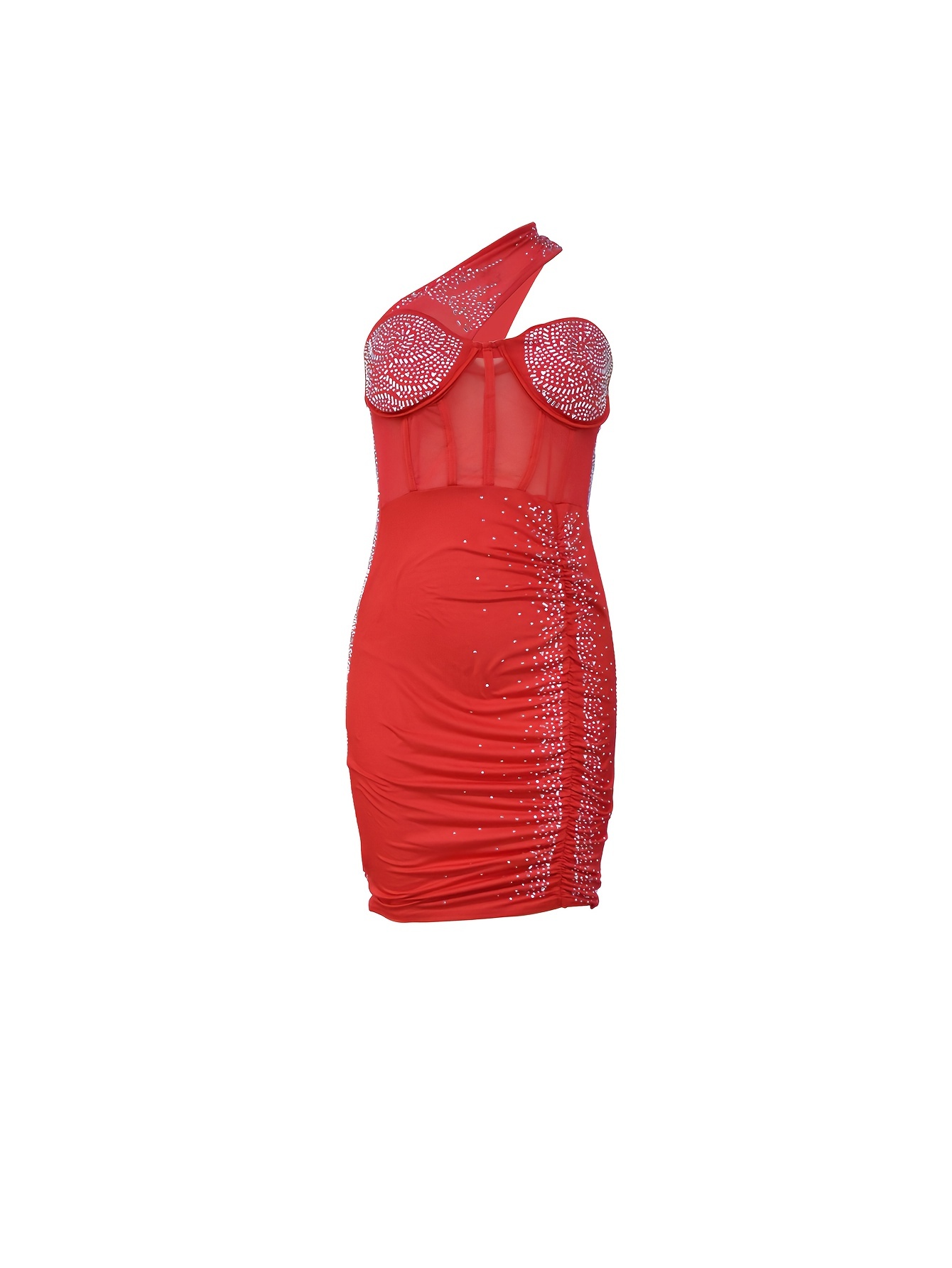Y2k Rhinestone Cut Sexy Halter Dress Nightclub Party Dress - Temu