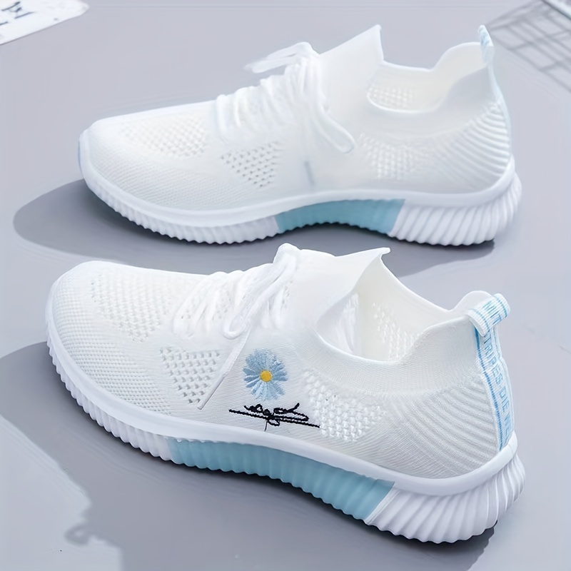 Women's Printed Low Top Sports Shoes, Knit Breathable Lace Up Running  Tennis Sneakers, Casual Walking Shoes - Temu Germany