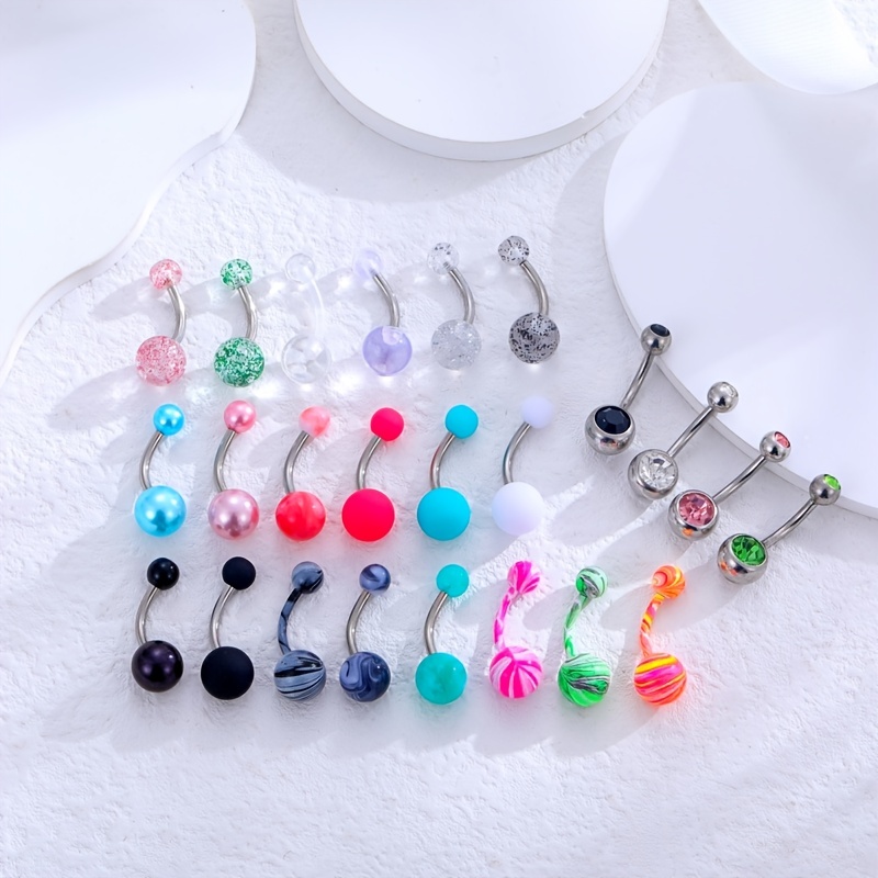 Piercing Stainless Steel Navel Ring - Temu