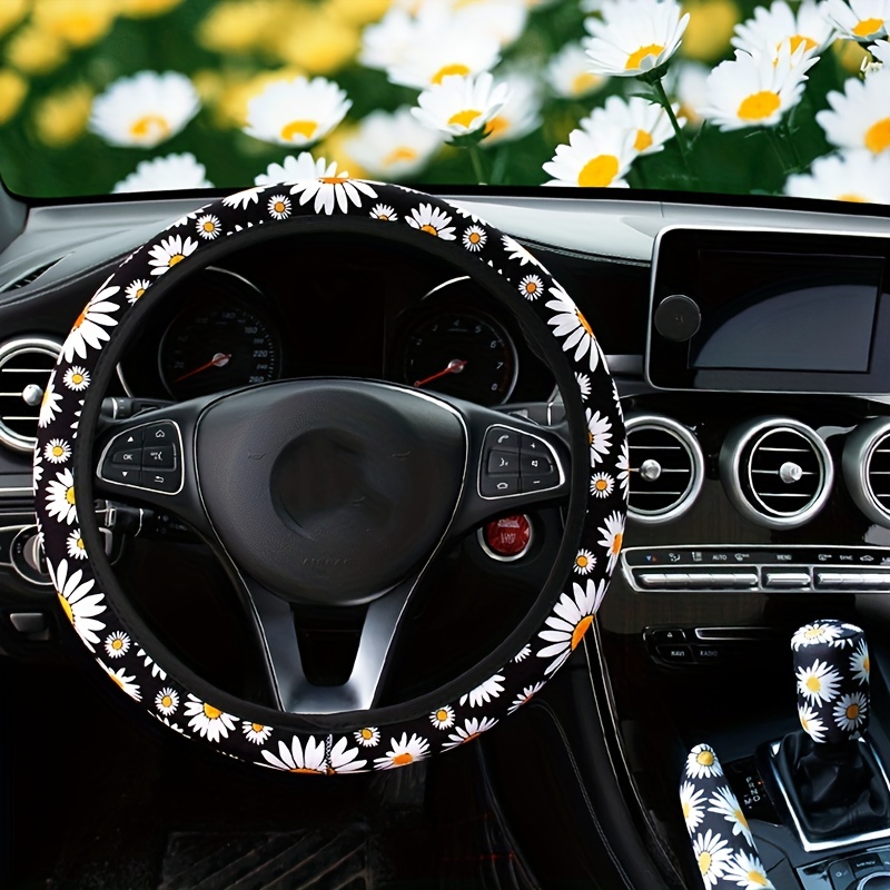 Universal Car Cute Daisy Flower Car Interior Decoration Knitted Steering  Wheel Cover Styling Interior Accessories - Automotive - Temu United Arab  Emirates