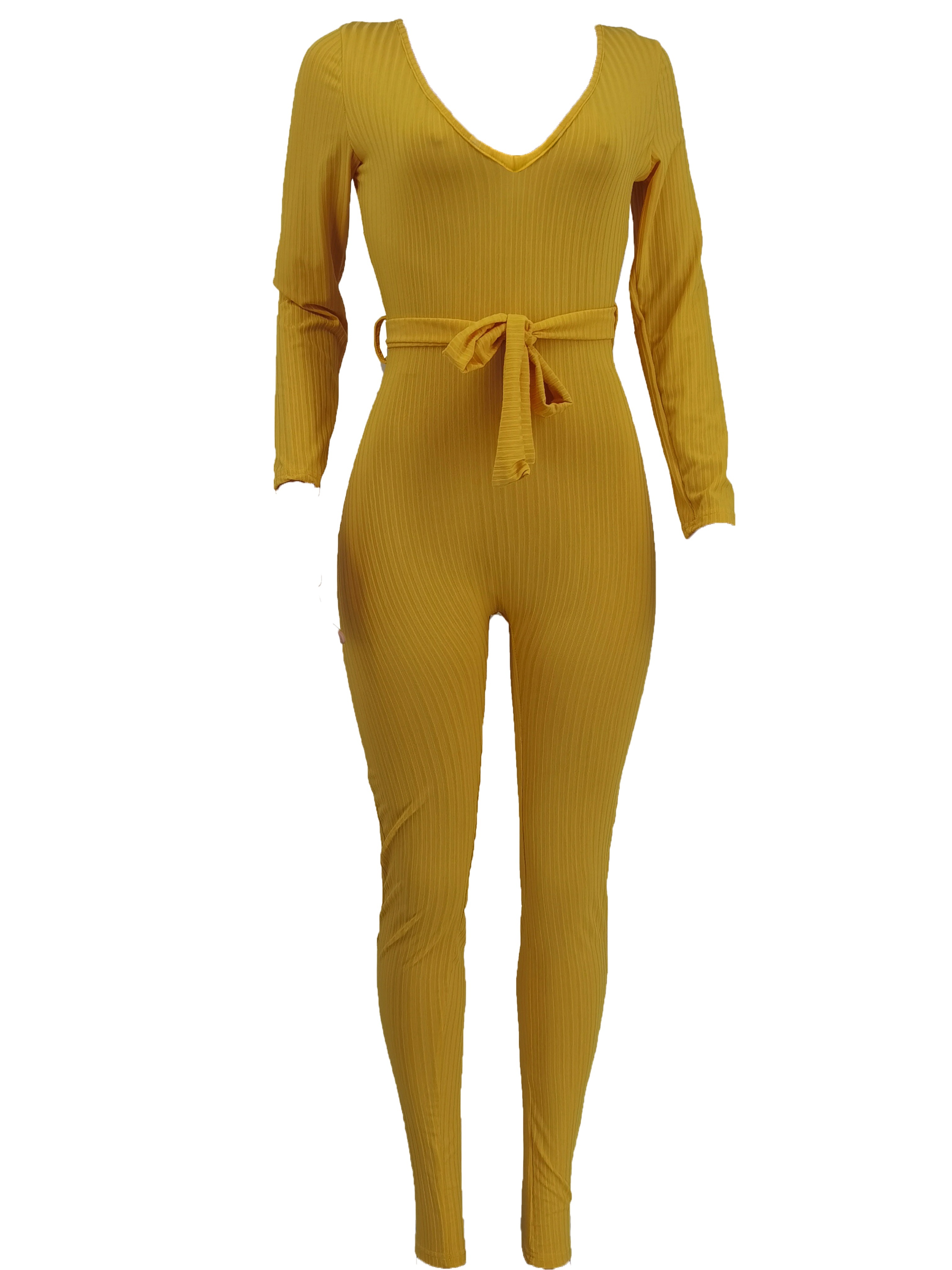 Long Sleeve Tie Waist Jumpsuit