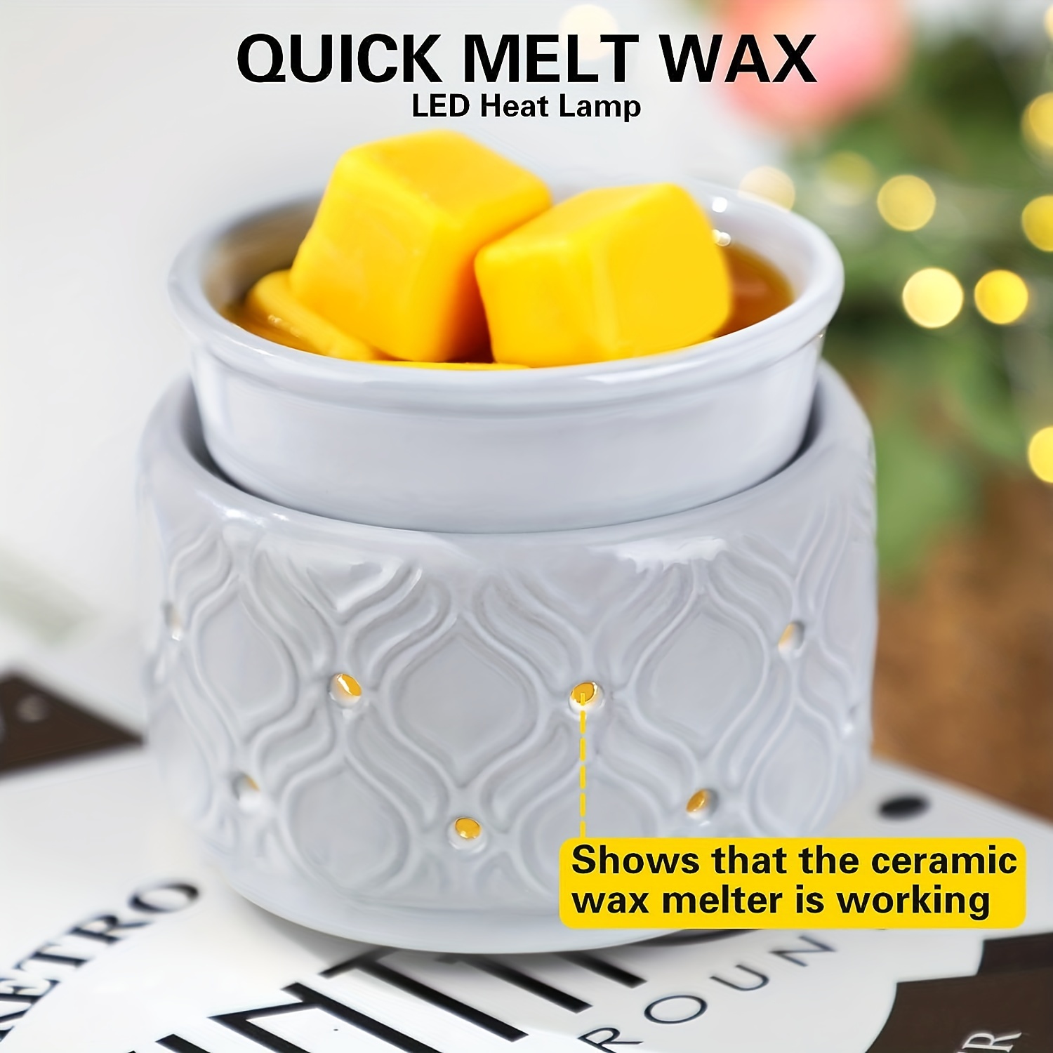 Ceramic Yankee Wax Warmer,Wax Melt Warmer,Wax Melter for Scented Wax, Jar Candles or Essential Oil, Candle Wax Burner Gifts for Spa Home Office