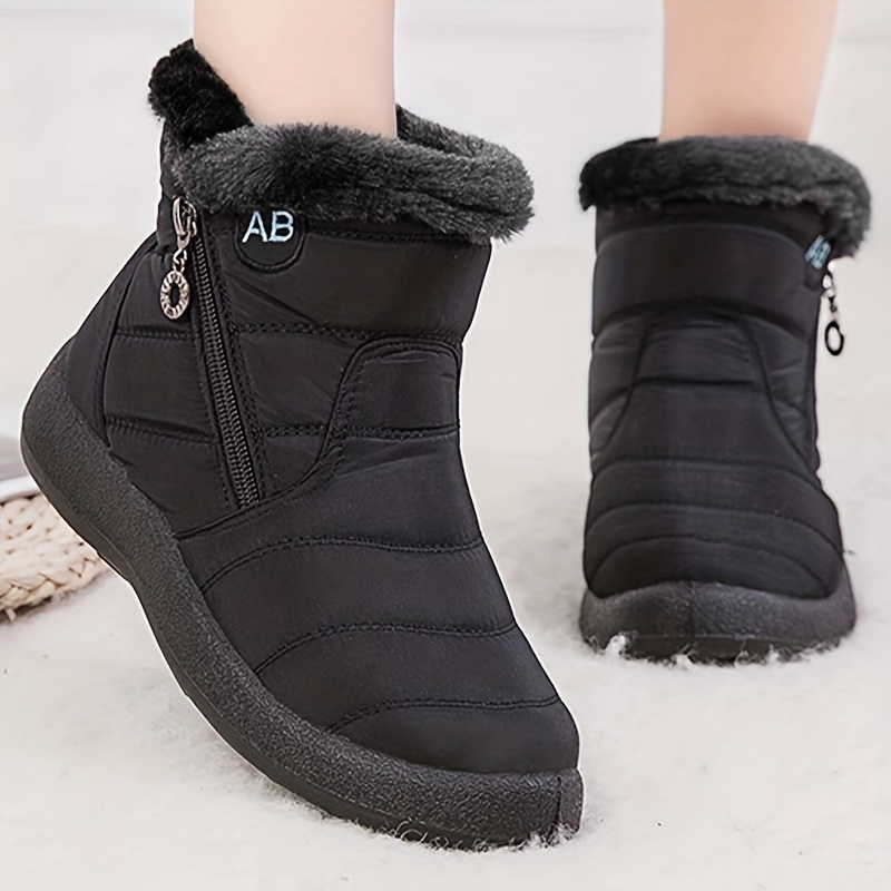  Lfzhjzc Thicksoled Warm Womens Winter Boots, Waterproof  Comfortable Womens Snow Boots, Full Plush Lining, with Waterproof Zipper,  Womens Ankle Boot (Color : Black (Snowflake), Size : 5.5) : Clothing, Shoes  & Jewelry