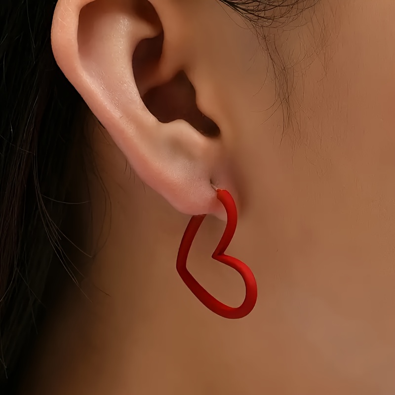 

1 Pair -shaped Hoop Earrings, Zinc Alloy With Alloy Ear Needle, For & Parties, Ideal Valentine's Day Gift For Women And Girls