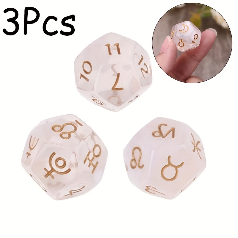 

3pcs 12-sided Polyhedral Astrological Dice Set For Board Game