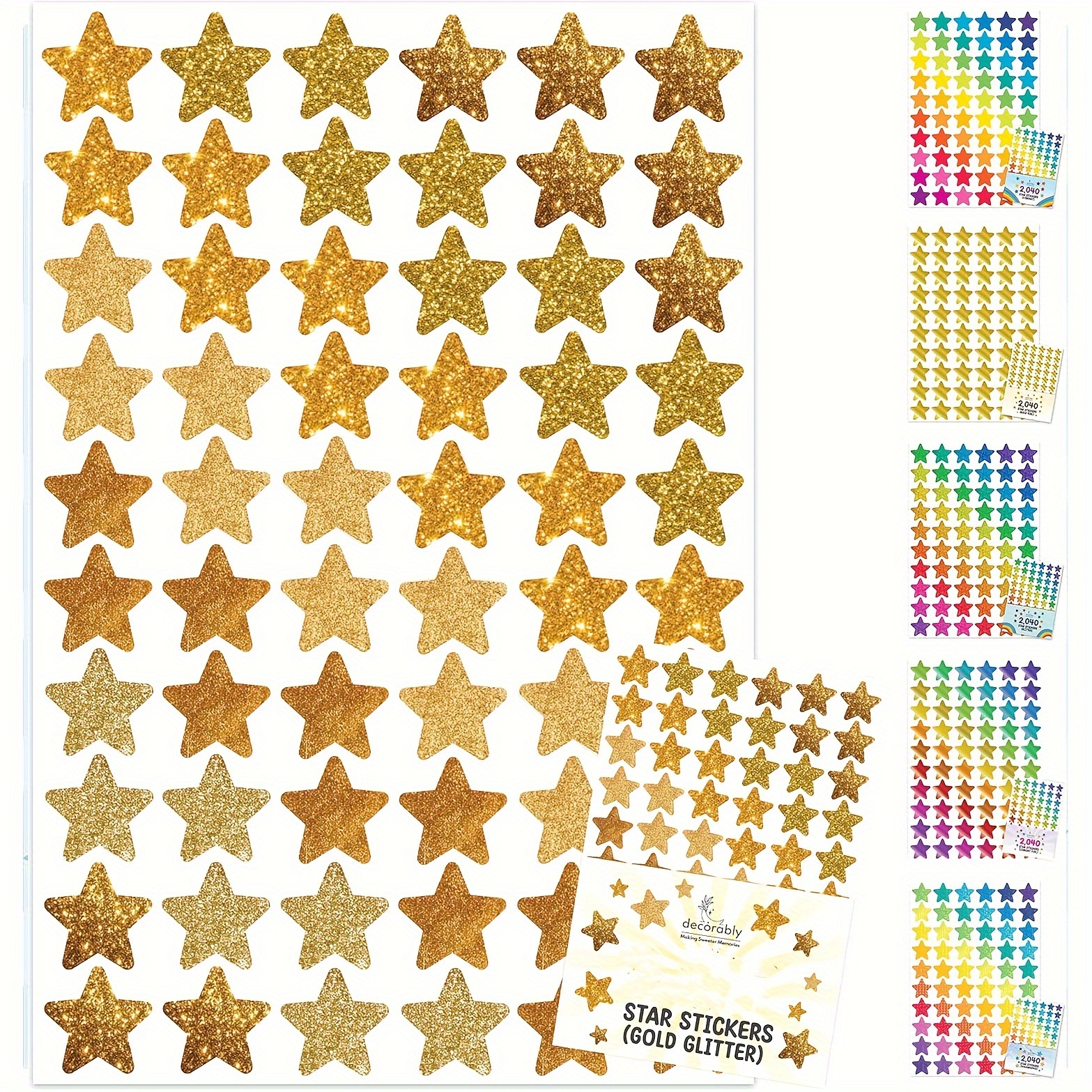 jojofuny 30 Sheets Star Stickers Small Teacher Stickers for Students Kids  Reward Stickers Gold Stars Stickers Kids Stickers Glitter Reward Sticker
