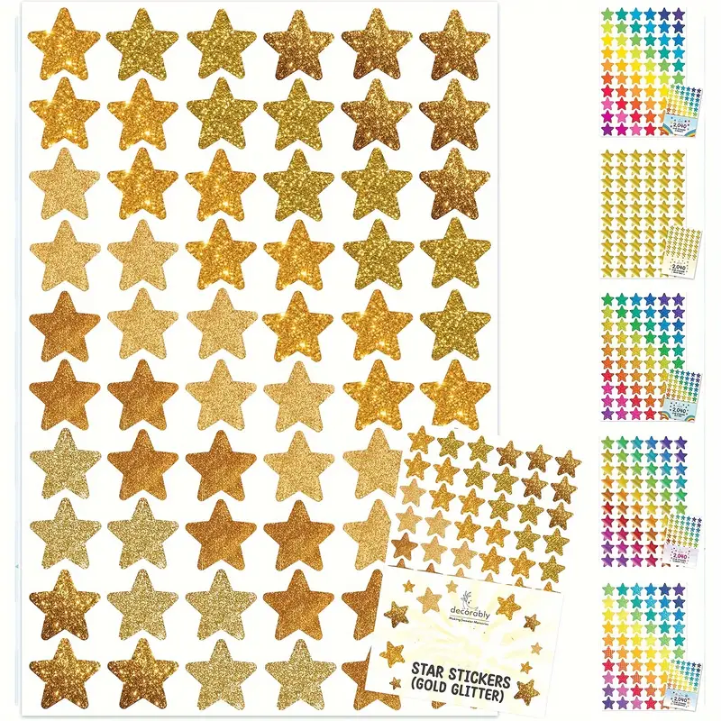 5 Sheets Improved Golden Star Stickers For Kids Reward Stickers, 6 Designs  Shiny Star Stickers Small Sticker, Gold Sticker Stars , Small Star Stickers