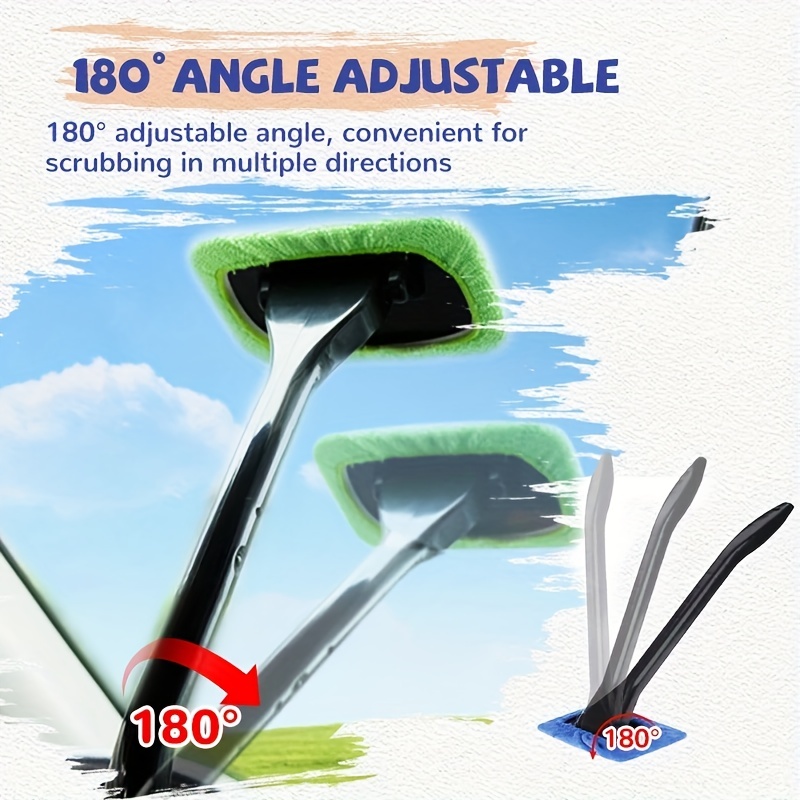 2pcs Car Window Cleaner Brush Kit Inside Interior Auto Glass Wiper Long Handle