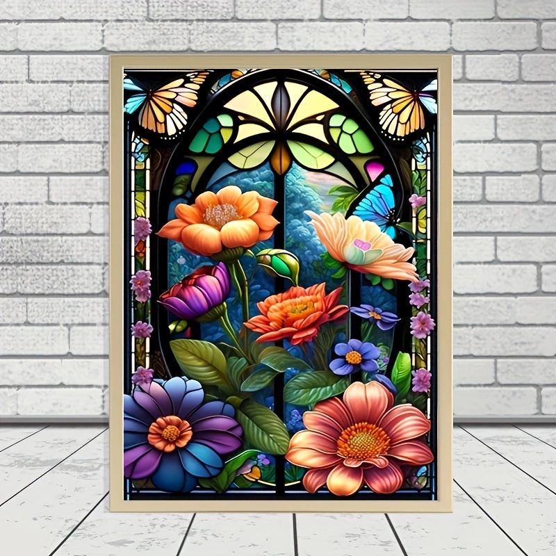 Large Size Frameless Diy Handmade 5d Diamond Painting Flower - Temu