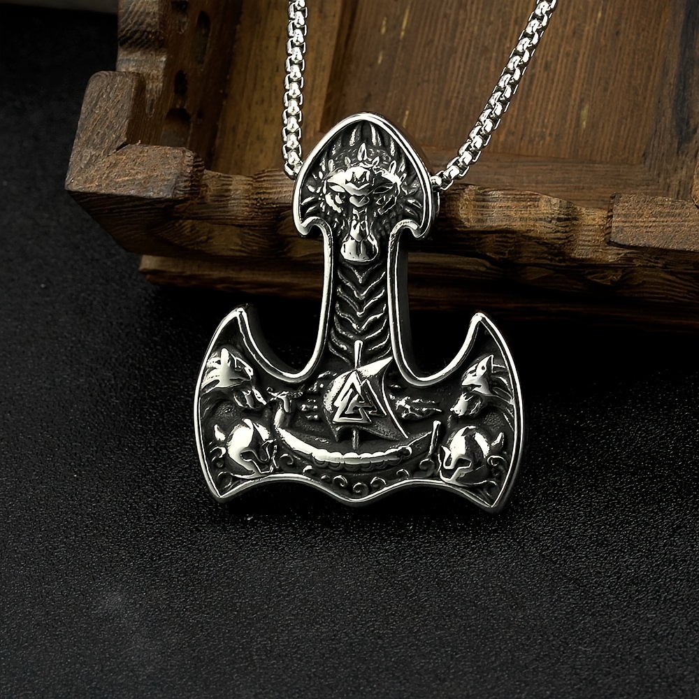 1pc Skull Dragon King Celtic Wolf Celtic Mask Thors Hammer Large Pendant  Stainless Steel Mens Necklace - Clothing, Shoes & Jewelry - Temu