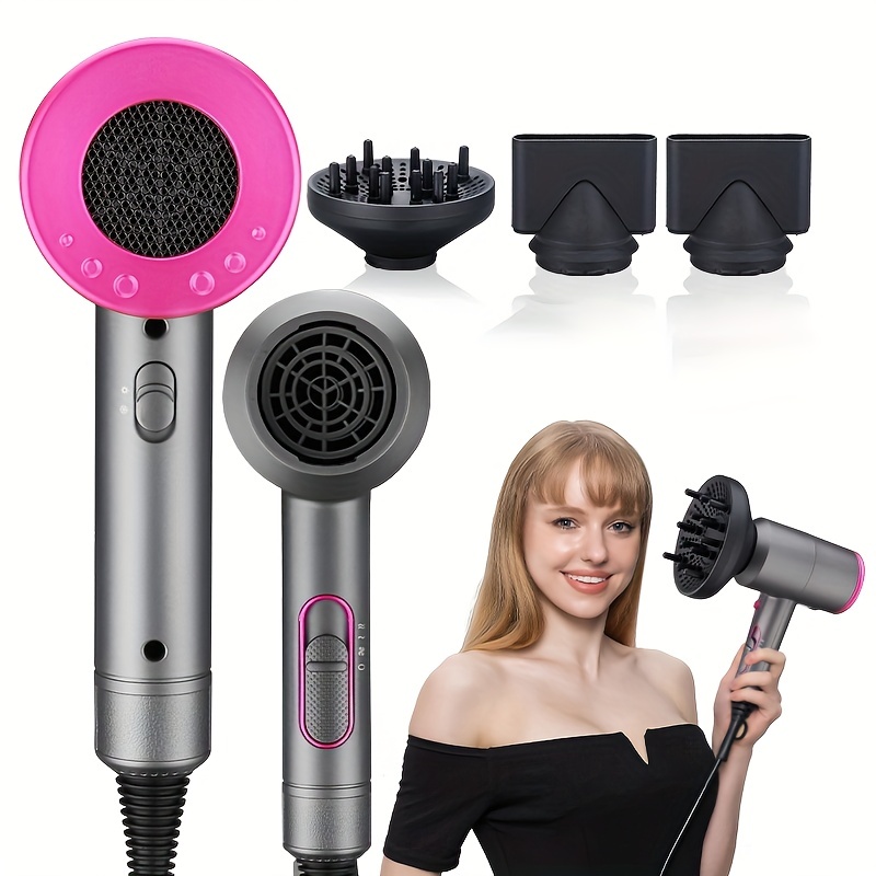 Secador de cabelo profissional de 1800 W com bocal, secador de cabelo  iônico poderoso para salão de beleza, motor AC, secador de cabelo rápido,  com