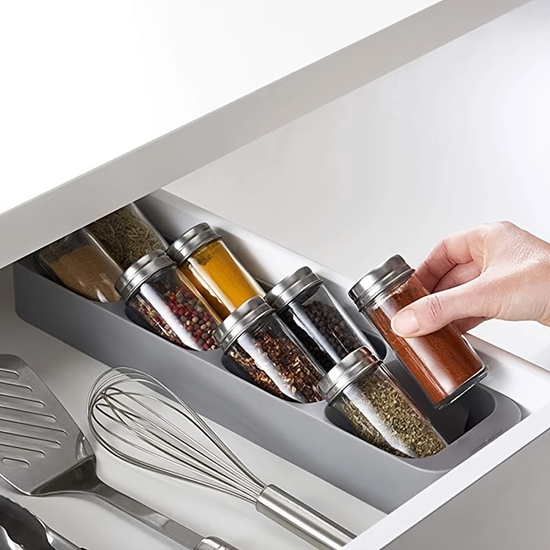 1pc Kitchen Spice Storage Box With 8-grid Spice Jar Drawer Organizer