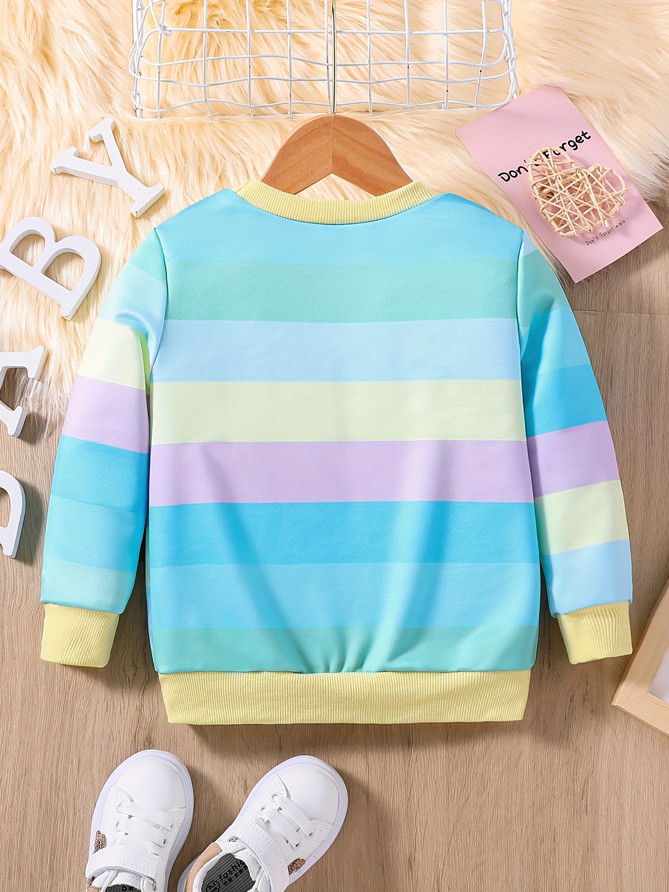 SHEIN Rainbow Striped Long Sleeve Tee