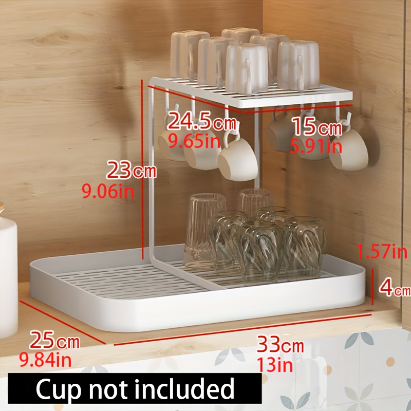 2-tier Cups Mugs Drying Rack With Drain Tray, Cups Organizer And Mugs  Storage Organizer Coffee Cup Storage Shelf, Kitchen Organizer, Home Decor,  Christmas New Year Gift Supplies Gift For Men & Women 