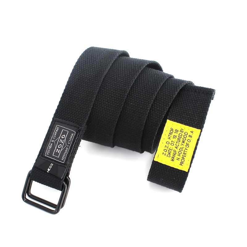 Solid Canvas Belt With Double Square Buckle