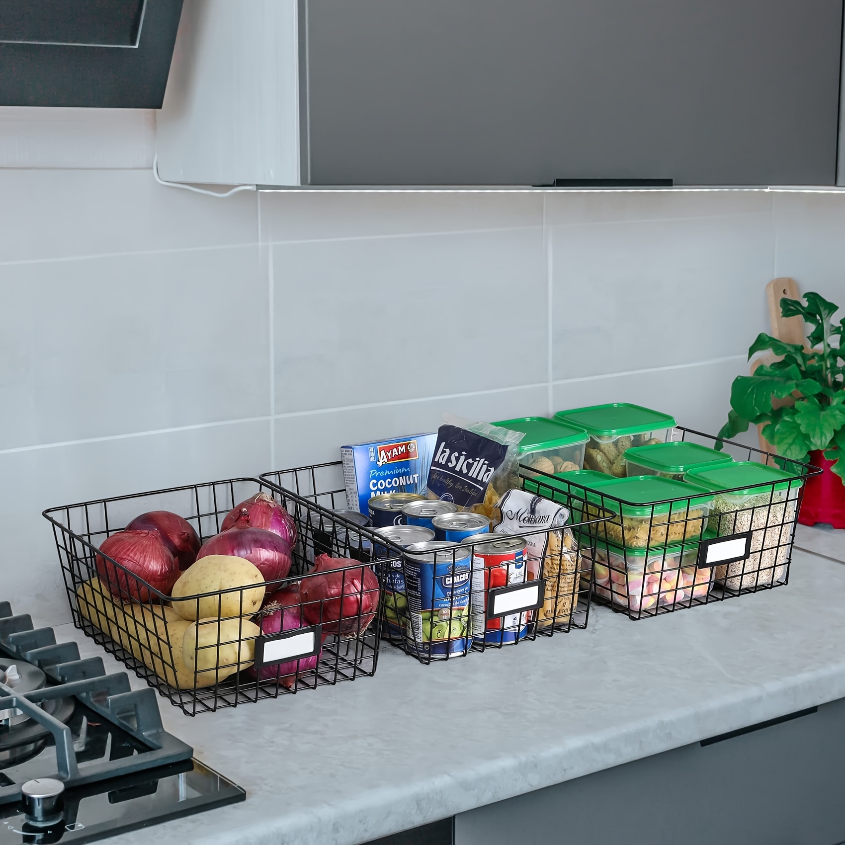 Kitchen And Bathroom Storage Baskets Cabinets And Plastic - Temu