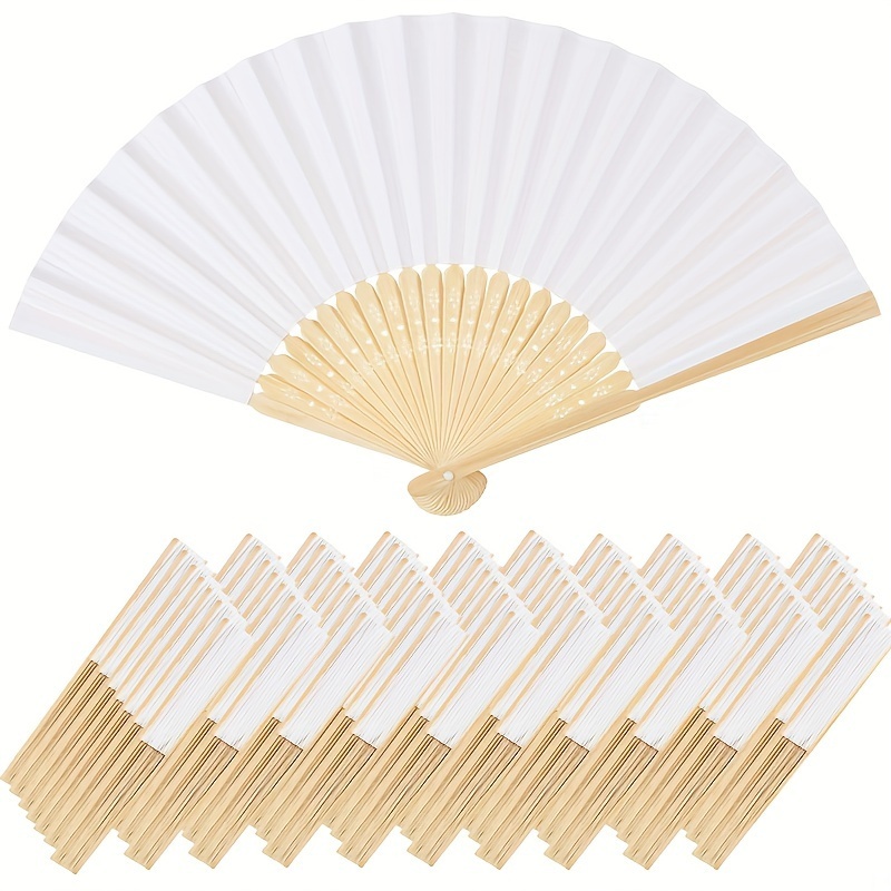 White Folding Fans Silky Bamboo Folding Fans Handheld Fans - Temu