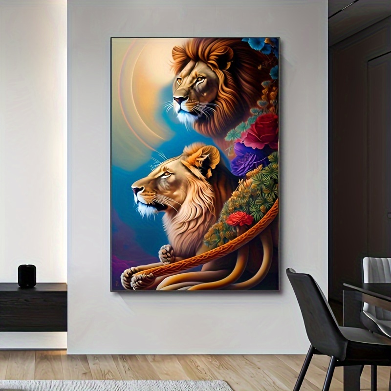3枚のキャンバスポスター モダンアート 動物にインスピレーションを与えるライオンキャンバス絵画 寝室 リビングルームの廊 - Temu Japan