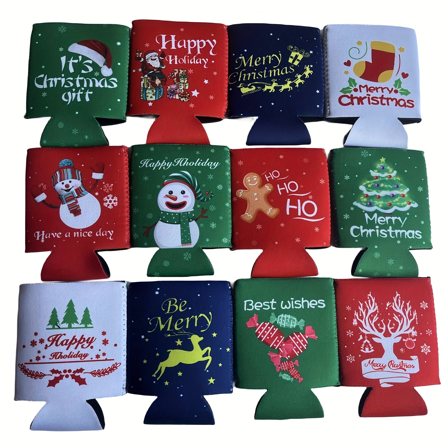 Christmas Favor Decorations Supplies Xmas Holiday Can Sleeves Coolers Can  Covers for Christmas Gathering Winter Party Gift Ideas Neoprene Soda Can