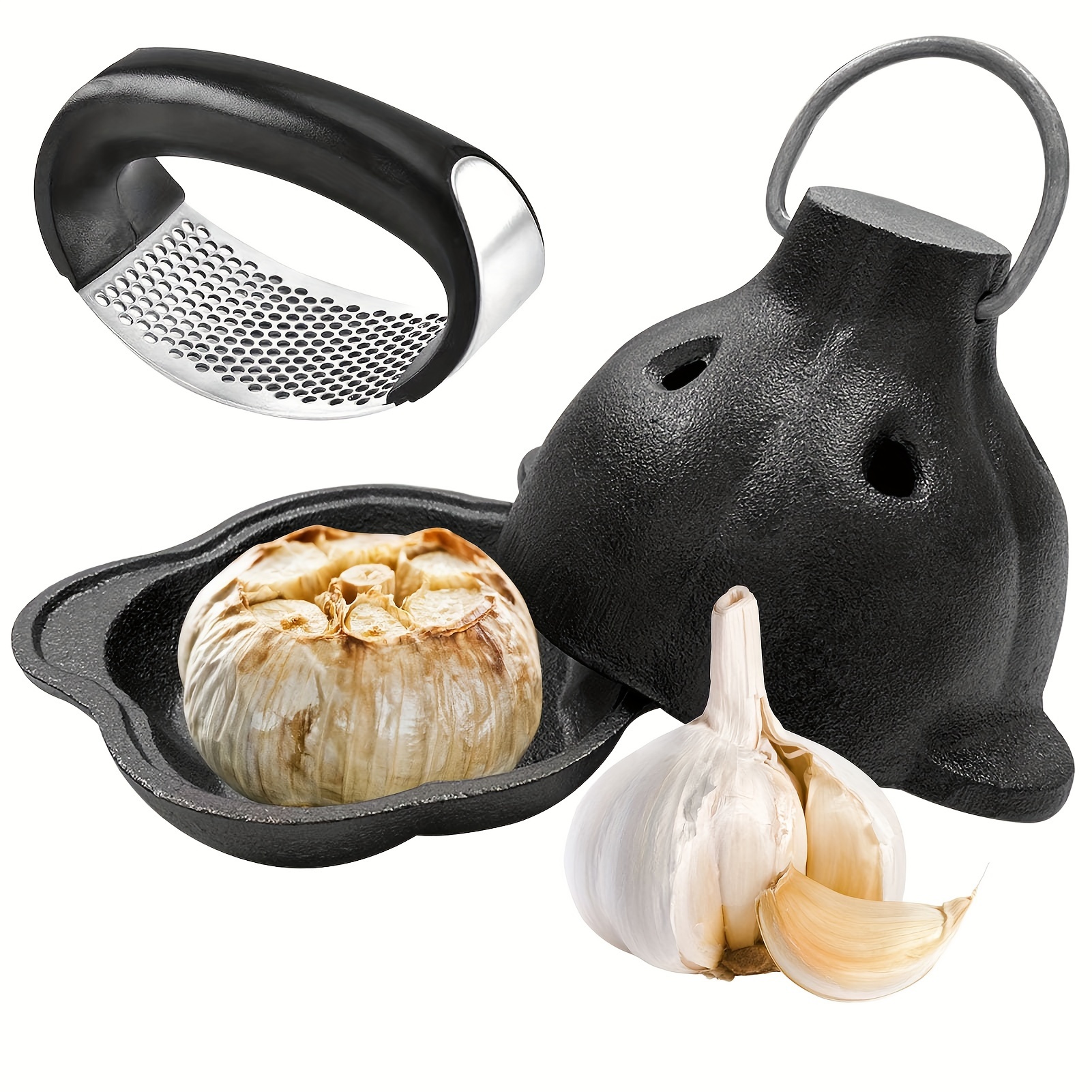  AOKDEER Garlic Roaster, Cast Iron Garlic Roaster for Kitchen  Grill Oven, Dining Room, Indoor or Outdoor, BBQ Grill Garlic Tools, Garlic  Baker for Picnic Camping Patio Backyard Cooking: Home & Kitchen