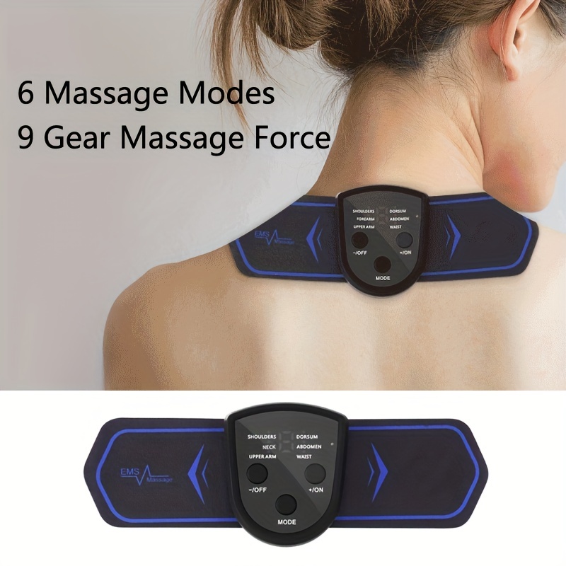 1pc Lcd Display Ems Neck Stretcher Electric Massager Usb Rechargeable 6 Mode Cervical Massage