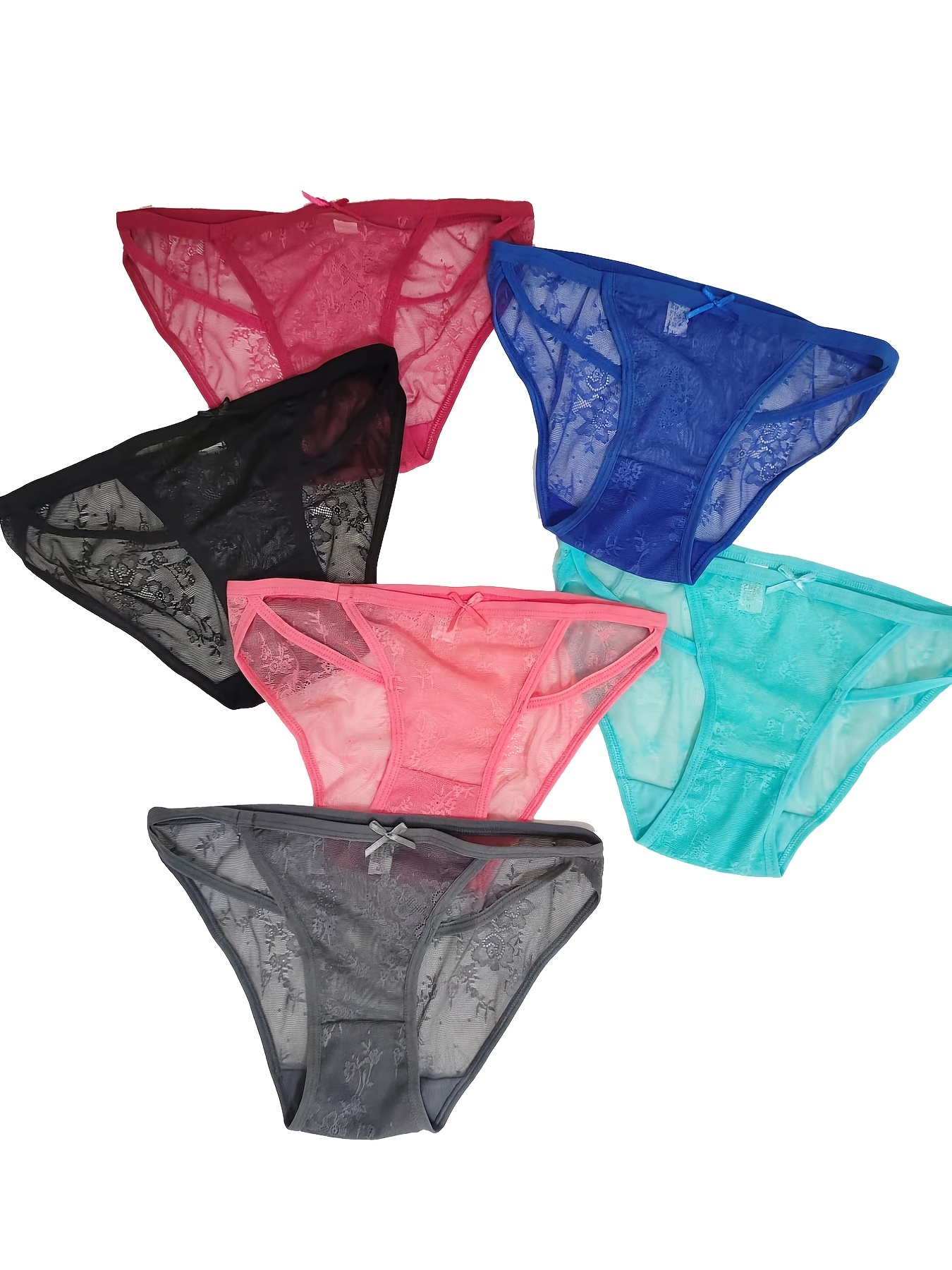 Contrast Lace Thongs Semi sheer Bow Tie Intimates Panties - Temu