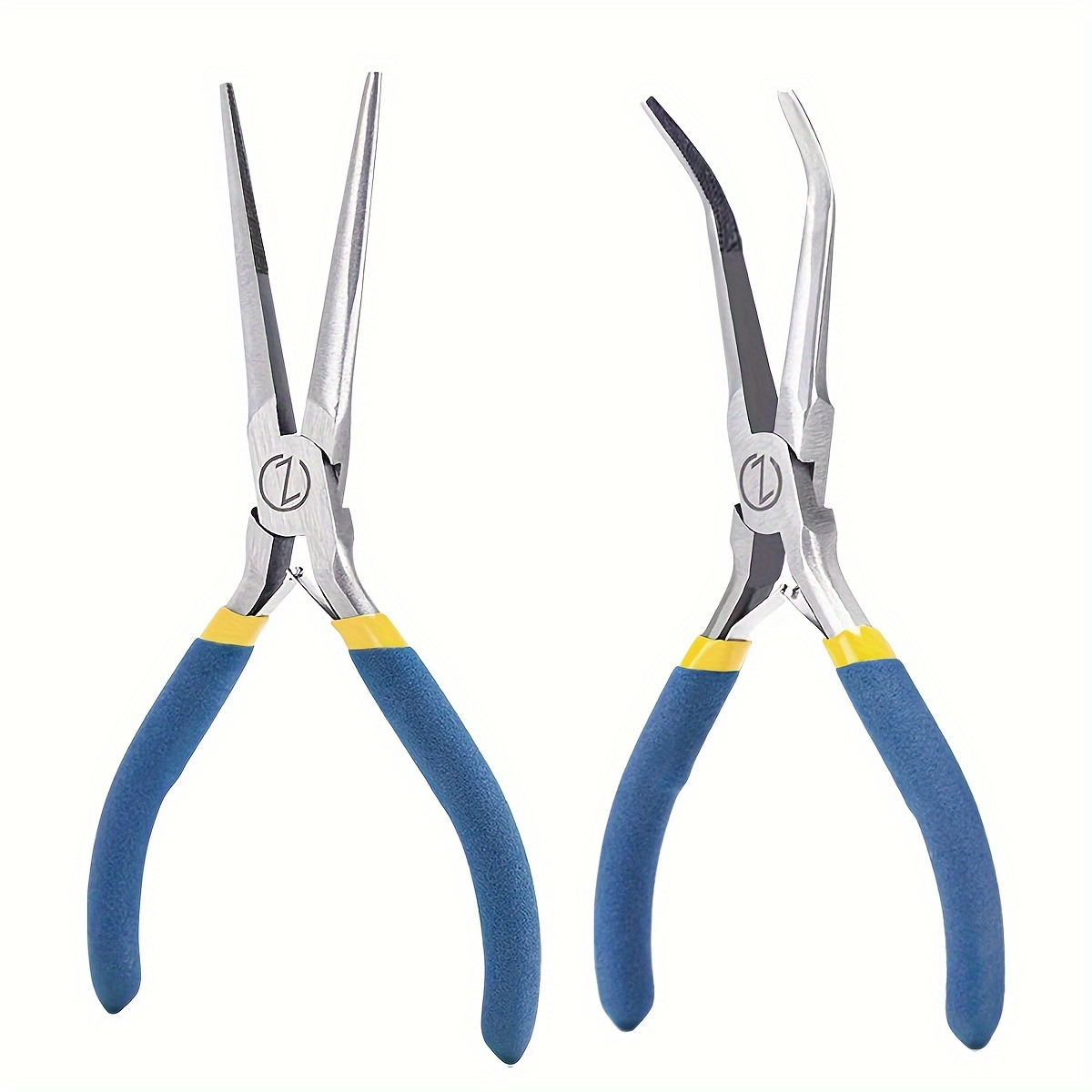 

2pcs Mini Needle Nose Pliers Set, 5.7in Serrated Straight/bent Nose Pliers For Jewelry Making, Wires Wrapping, And Small Object Gripping