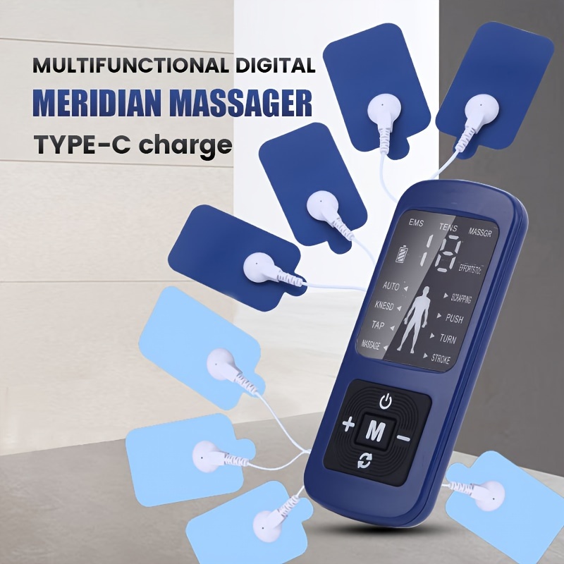 Électrostimulateur TENS Stimulateur Musculaire à Impulsions Appareil de  Massage Numérique EMS Appareil de Physiothérapie avec 4 Électrodes pour le