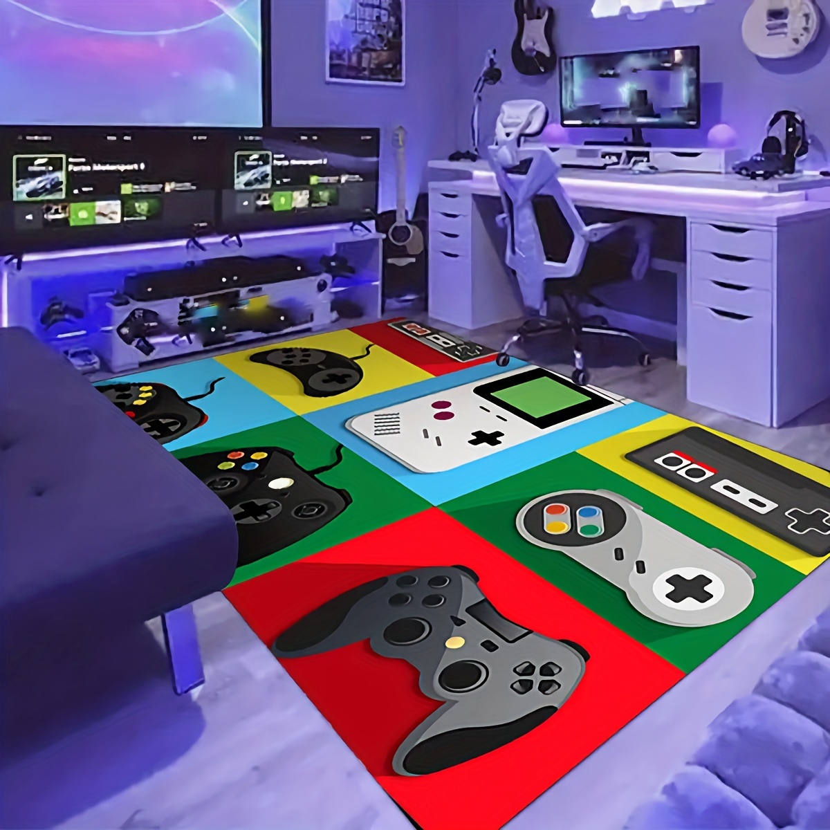 Large Gaming Room Decor Rug For Video Gamer Area, Non-slip Game ...