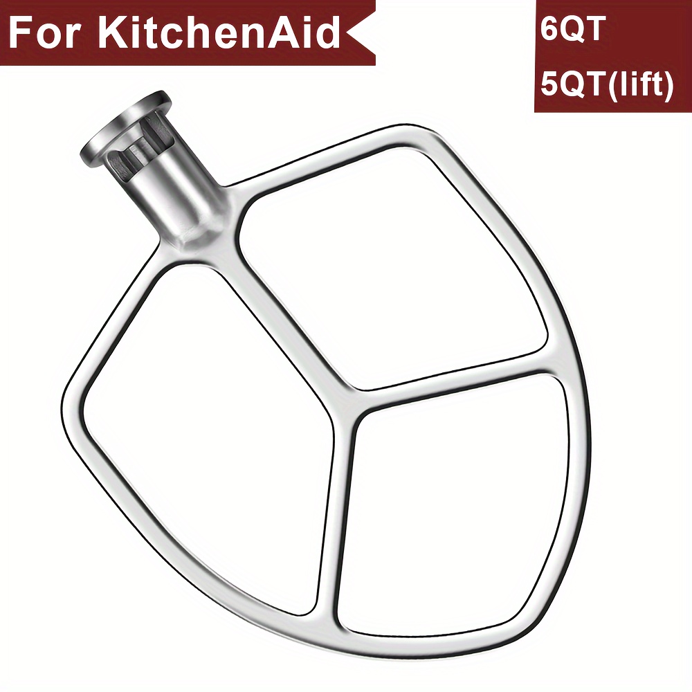 Flat Beater for KitchenAid 5-6 Quart Bowl-Lift Stand Mixer, airkitrep  Polished Stainless Steel Paddle Attachment Replacement for Kitchen Aid  Stand