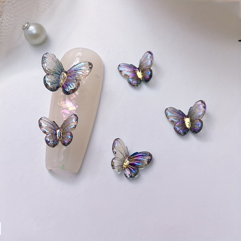 Nail Art Teddy Bear & Butterfly Aurora AB Pearl Glitter 3D Charm  Embellishment