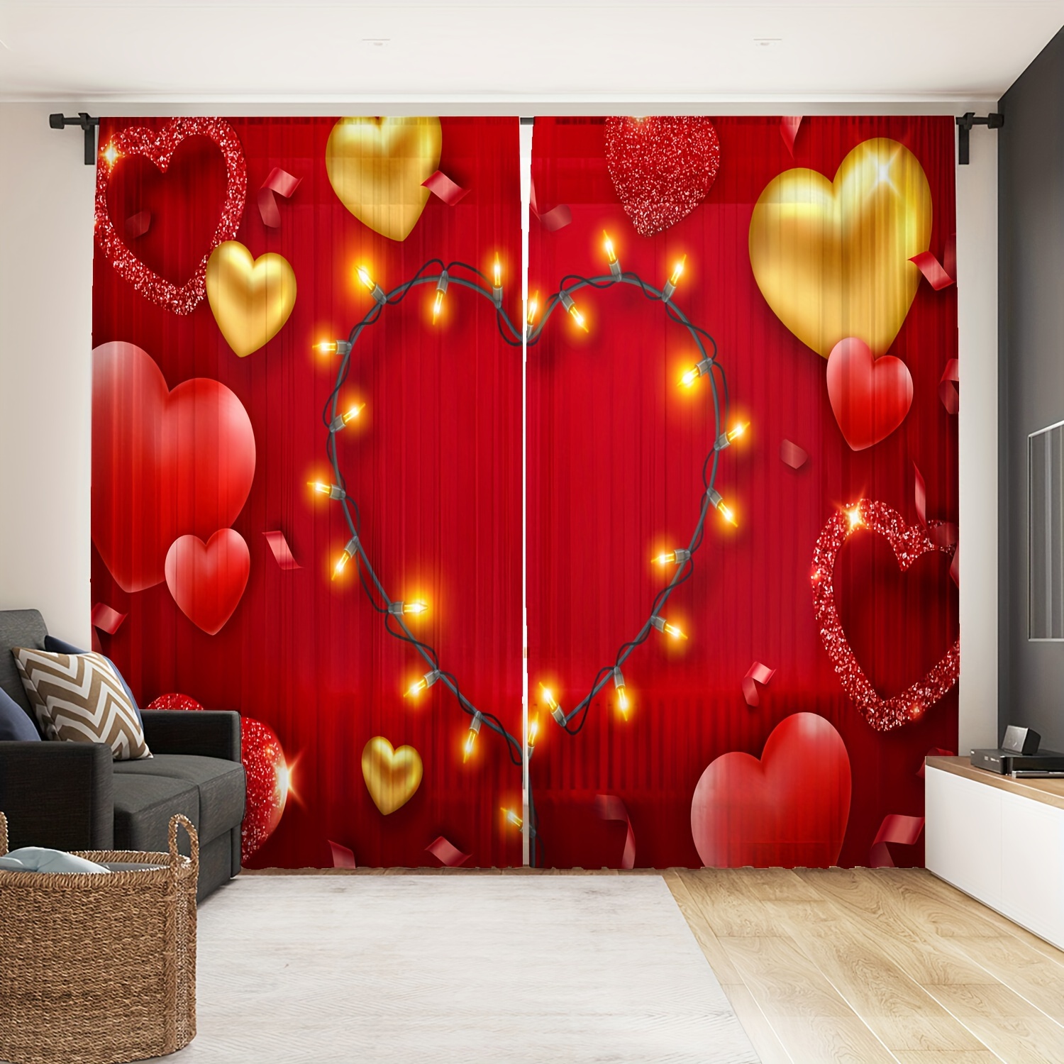 Red Heart Fabric, Wallpaper and Home Decor