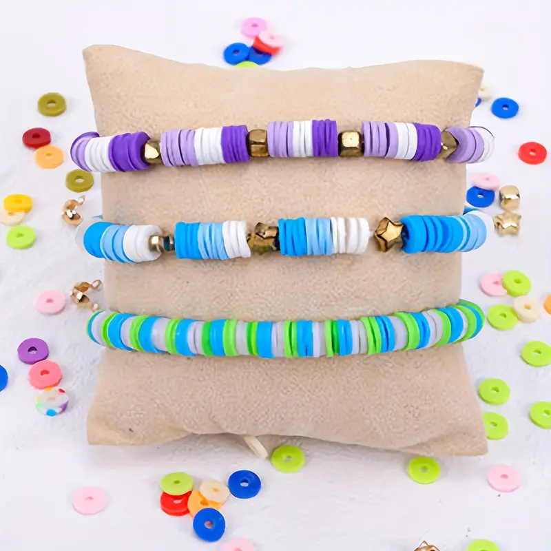 Clay Beads For Diy Bracelet Making 48 Colors Flat Round - Temu