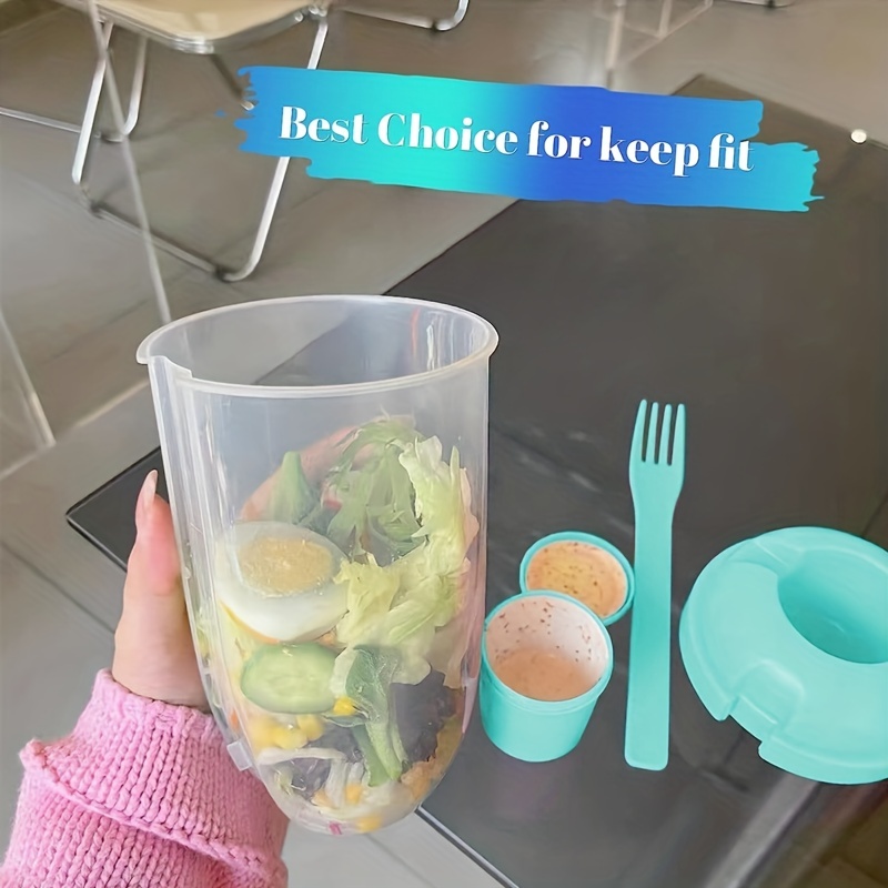 2 Tier Keep Fit Salad Meal Shaker Cup With Fork And Dressing
